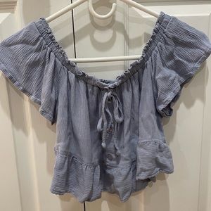 LOTTIE MOSS BLUE RUFFLED BLOUSE